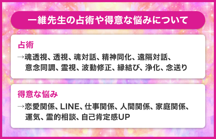 一維先生の占術や得意な悩みについて
