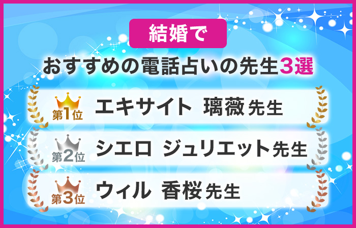 結婚でおすすめの電話占いの先生3選